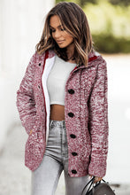 Load image into Gallery viewer, Cable-Knit Fleece Lining Button-Up Hooded Cardigan