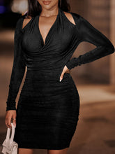 Load image into Gallery viewer, Halter Neck Ruched Bodycon Dress