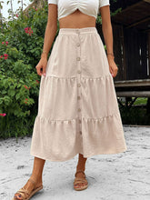 Load image into Gallery viewer, Button Down Tiered Midi Skirt