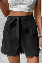 Load image into Gallery viewer, Tie Belt Lace Trim Shorts