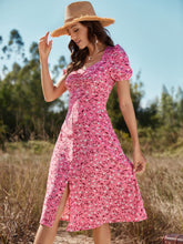 Load image into Gallery viewer, Floral Ruched Front Slit Dress