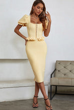 Load image into Gallery viewer, Ruffled Puff Sleeve Bandage Dress