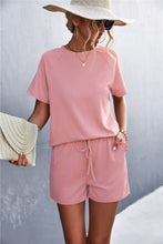 Load image into Gallery viewer, Raglan Sleeve Ruffle Hem Top and Shorts Set with Pockets