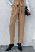 Load image into Gallery viewer, Belted Straight Leg Pants with Pockets