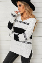 Load image into Gallery viewer, Striped V-Neck Popcorn Knit Sweater