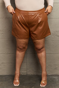 Leather Baby Full Size High Waist Vegan Leather Shorts