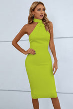 Load image into Gallery viewer, Cascading Detail Halter Neck Bodycon Dress