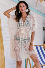 Load image into Gallery viewer, Lace-Up Sheer Cover Up