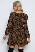 Load image into Gallery viewer, Leopard V-Neck Balloon Sleeve Dress