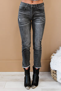 Mid-Rise Distressed Jeans