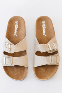 Beige Buckled Soft Footbed Sandals
