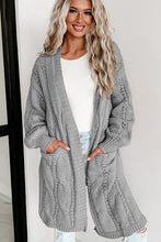 Load image into Gallery viewer, Cable-Knit Dropped Shoulder Cardigan