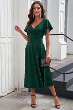 Load image into Gallery viewer, Flutter Sleeve Surplice Midi Dress