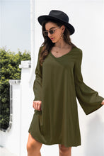 Load image into Gallery viewer, Trumpet Sleeve V Neck Dress