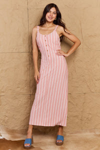 Sweet Talk Stripe Texture Knit Maxi Dress in Dusty Pink/Ivory