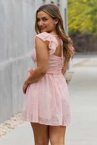 Full Size Short Sleeve Lace Woven Mini Dress