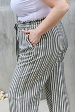 Load image into Gallery viewer, Find Your Path Full Size Paperbag Waist Striped Culotte Pants