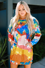 Load image into Gallery viewer, Multicolored Tie-Dye Long Sleeve Dress