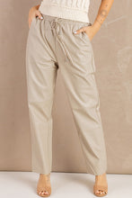 Load image into Gallery viewer, Drawstring Waist Straight PU Pants with Pockets