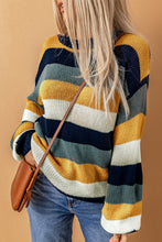 Load image into Gallery viewer, Striped Dropped Shoulder Knitted Pullover Sweater