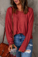 Load image into Gallery viewer, Seam Detail Round Neck Long Sleeve Top