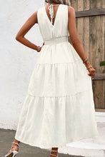 Load image into Gallery viewer, V-Neck Smocked Waist Sleeveless Tiered Dress
