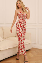 Load image into Gallery viewer, Floral Tie Front Spaghetti Strap Jumpsuit