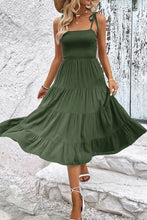Load image into Gallery viewer, Tie-Shoulder Tiered Midi Dress