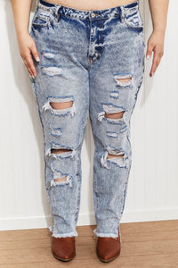 Taylor Full Size High Rise Distressed Mom Jeans