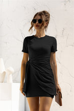 Load image into Gallery viewer, Round Neck Cuffed Sleeve Side Tie Dress