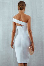Load image into Gallery viewer, Black Off Shoulder Side Slit Bodycon Dress