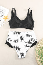 Load image into Gallery viewer, Two-Tone Crisscross Frill Trim Two-Piece Swimsuit