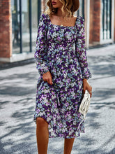 Load image into Gallery viewer, Floral Square Neck Smocked Balloon Sleeve Dress