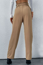 Load image into Gallery viewer, Belted Straight Leg Pants with Pockets