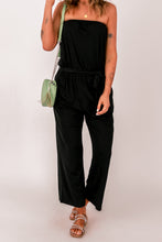 Load image into Gallery viewer, Belted Strapless Wide Leg Jumpsuit
