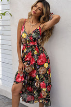 Load image into Gallery viewer, Floral Spaghetti Strap Crisscross Tied Dress