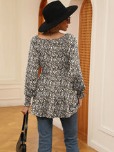 Load image into Gallery viewer, Printed V-Neck Lantern Sleeve Blouse