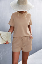 Load image into Gallery viewer, Raglan Sleeve Ruffle Hem Top and Shorts Set with Pockets