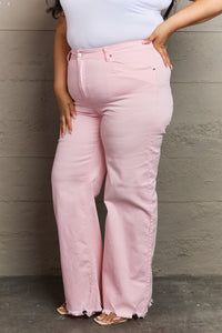 Raelene Full Size High Waist Wide Leg Jeans in Light Pink