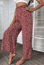 Load image into Gallery viewer, Ditsy Floral Slit Paperbag Waist Wide Leg Pants
