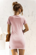 Load image into Gallery viewer, Round Neck Cuffed Sleeve Side Tie Dress