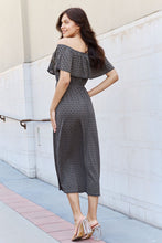Load image into Gallery viewer, My Best Angle Geometric Pattern Off The Shoulder Midi Dress in Black