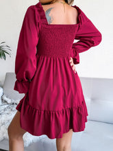 Load image into Gallery viewer, Smocked Flounce Sleeve Square Neck Dress