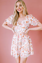 Load image into Gallery viewer, Floral Tie-Back Puff Sleeve Dress