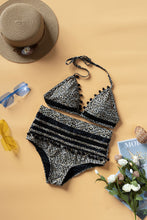 Load image into Gallery viewer, Printed Pompom Detail Halter Neck Two-Piece Bikini Set