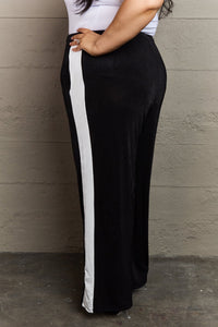 Keep It Casual Full Size Color Block Stripe Long Pants in Black