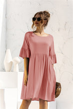 Load image into Gallery viewer, Boat Neck Flounce Sleeve Knee-Length Dress