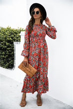 Load image into Gallery viewer, Printed Puff Sleeve Ruffle Maxi Dress
